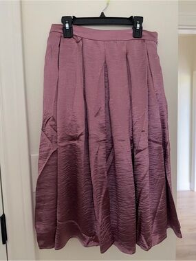 A-Line Pleated Midi Skirt in Mauve